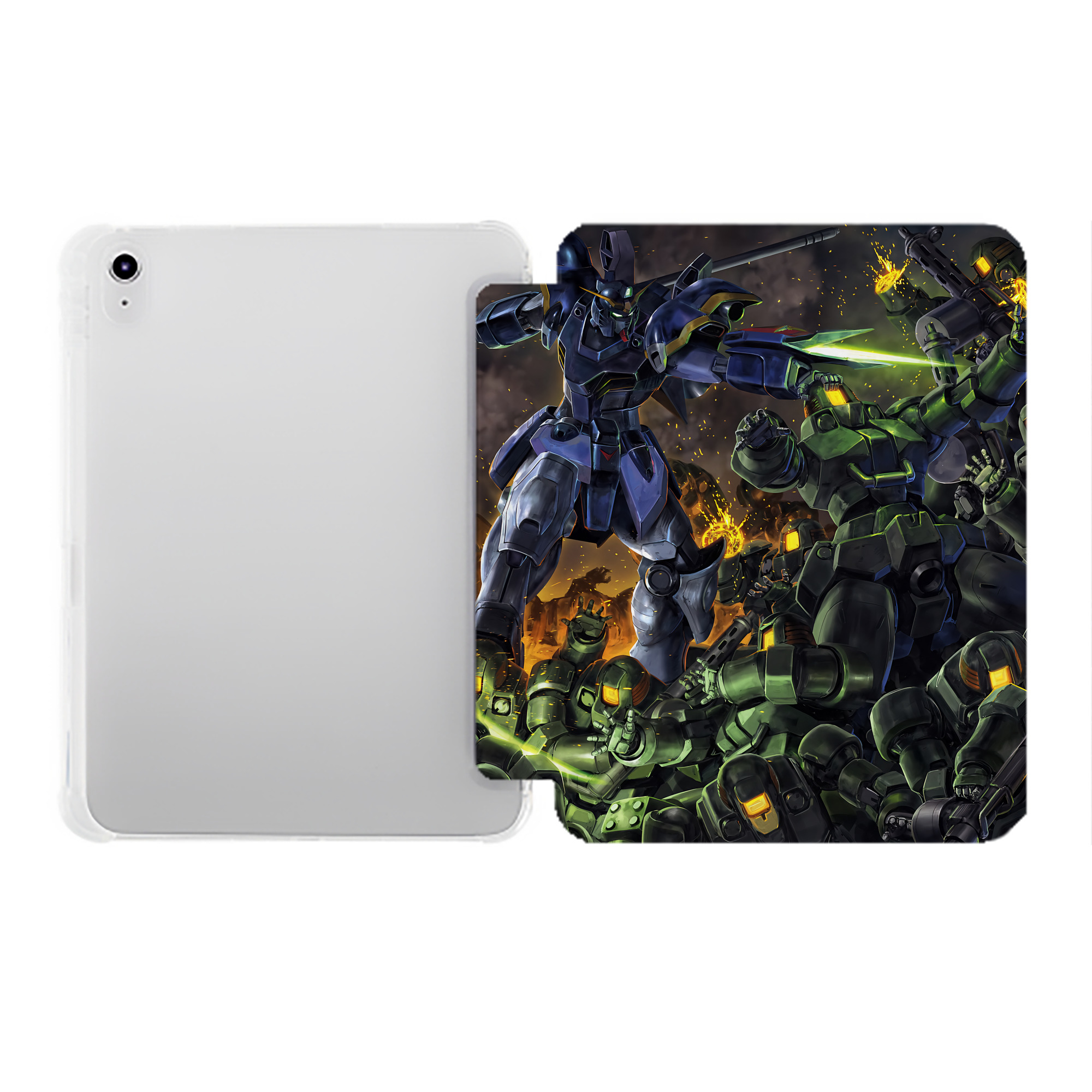（画像用） 機動戦士ガンダム Mobile Suit Gundam IPad ケース ペン収納付き 三つ折りスタンド PUレザー×シリコン 対応機種9.5/10.5/10.9インチ